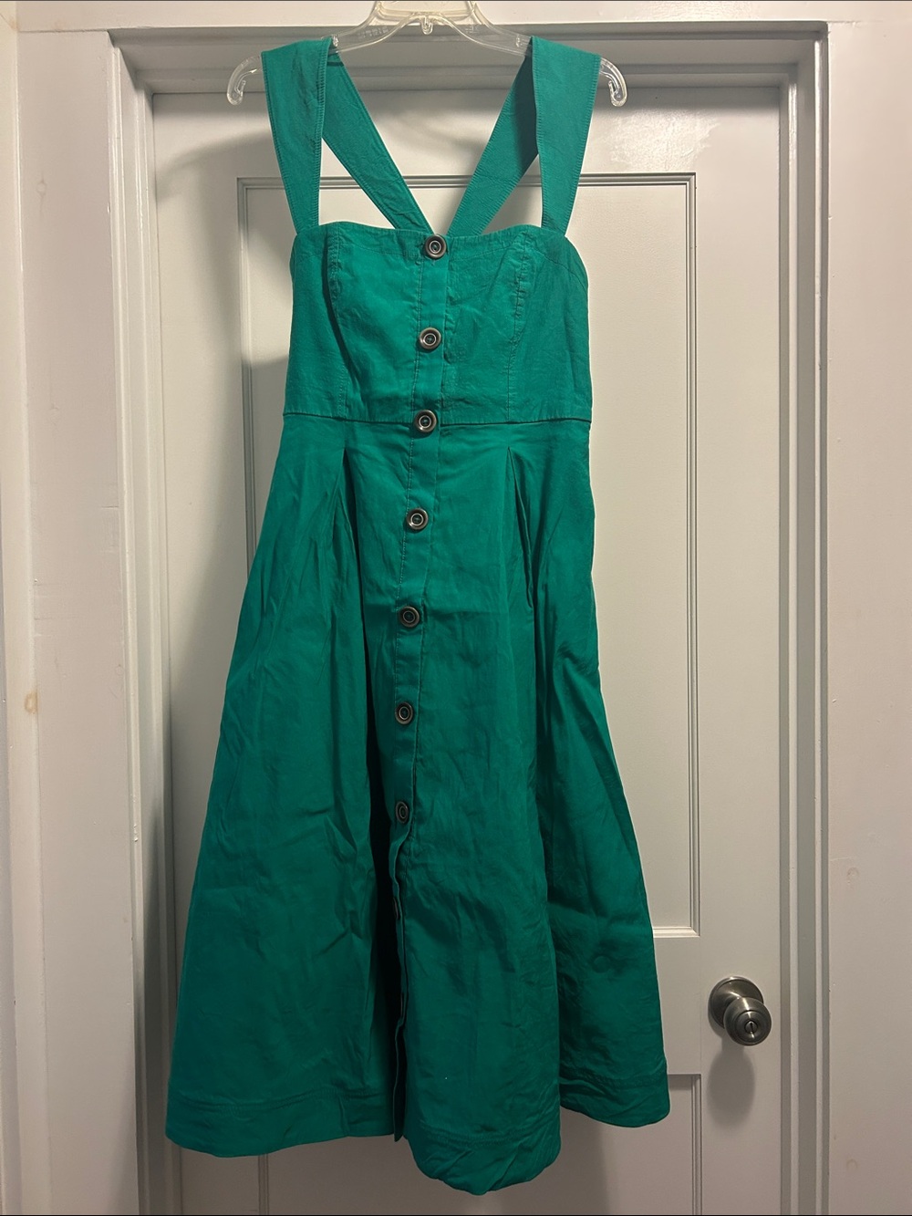Maeve Anthropologie Emerald Green Button-Front Maxi Dress - 12 Petite